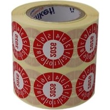 Aesco 30MM x 30MM Vellum Tarih Seçme Etiketi, Ruloda 1000 Adet, Kırmızı