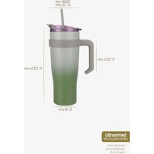 Aesco 1000 ml Kapasiteli Yeşil Termos Bardak, Pipetli Tasarım ile