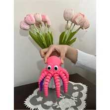 Setra 3D Hareketli Mafsallı Dev Ahtapot - 17.5 cm Büyük Boy - Pembe Renk Antistres Figür