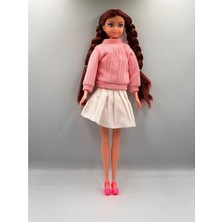 Aesco 30 cm Giydirilebilir Prenses Bebek, Örgü Desenli Kombin ile Eğlenceli Oyun