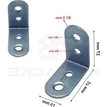 Aesco 15X27X27MM L Demir Gönye, Mobilya ve Raf Sabitleme Için 25 Adet