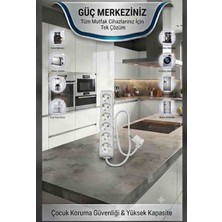 DC-ELEKTRO Viko Multi-Let 6 Lı 3x2.5mm (1-15 Metre Arası) Çocuk Korumali % Yüz Tam Bakır Ttr Kablolu Uzatma Seyyar (Markanin Özel Üretimi Orijinal Tse Fişli Bakir Kablolu)