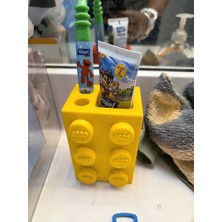 Makerlabtech - Çocuklar Için LEGO Görünümlü Diş Fırçalık Renkli Banyo Organizeri & Diş Macunu Tutucu Sarı