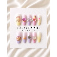 Louesse Beauty 3D Kore Ayıcık Takma Tırnak | Press On Nails | Yıldız, Ayıcık, Fiyonk, Taşlı Uzun Takma Tırnak