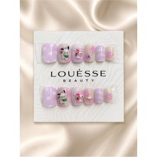 Louesse Beauty Takma Tırnak 3D Kore Kawaii Tavşan Pembe Mavi Press On Nail