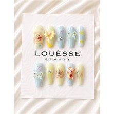 Louesse Beauty 3D Kore Ayıcık Takma Tırnak | Press On Nails | Yıldız, Ayıcık, Fiyonk, Taşlı Uzun Takma Tırna