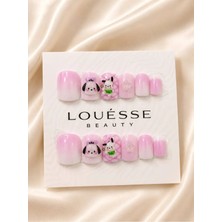 Louesse Beauty Takma Tırnak 3D Kore Kawaii Tavşan Pembe Mavi Press On Nail