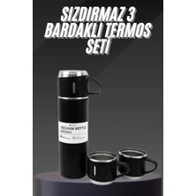 Astraltech Termos Seti Paslanmaz Çelik 3 Bardaklı Vakumlu Termos Set 500 ml 12 Saate Kadar Isı Koruma