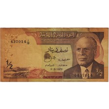 Banknoting Tunus 1/2 Dinar 1972 Solda Bir Kaç Iğne Deliği Sararmış Ççt.