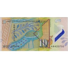 Banknoting Makedonya 10 Denar 2018 Polymer Çok Temiz.