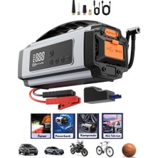 Go İthalat Çok Fonksiyonlu Oto - Araç Takviye Set Taşınabilir 120W Dijital Ekran Powerbank Özellik - Fener - Cob - Pusula YG-898 (5468)
