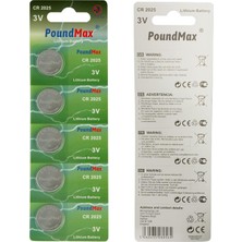 PoundMax 5 x CR2025 Lityum Düğme Pil, 3 V Pil, Sızdırmaz, Cıva Içermez, Uzun Ömürlü – Küç