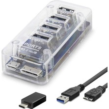 Skygo USB Type-C 3.1 Gen1 Hub 4 Port 5 Gbps Şeffaf U336