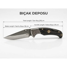Bıçak Deposu Tapar Ahşap Metal Sap Katlanır Kamp ve Cep Çakısı Özel Işlemeli 20 cm