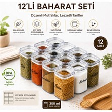 Empressco 12'li 300ML Sızdırmaz Kapaklı Mika Baharatlık Seti