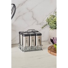 Empressco 7 Parça Cam Baharat Seti, Dayanıklı Inox Standlı, Şık ve Pratik Tasarım