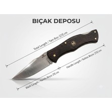 Bıçak Deposu Akkoyun Merter Çelik Katlanabilir Çakı Kamp ve Doğa Bıçağı Koyu Ahşap Kabza (22 Cm)