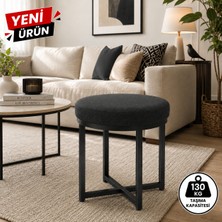 Edmonda Ev Aksesuar Ziro Tekli Puf Tabure Bench Makyaj Sandalyesi Siyah Ayak