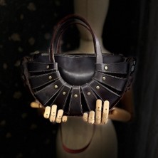 Ggart Handmade Carıdea El Yapımı Hakiki Deri Bayan Çanta, Clutch, El Omuz Çantası V78