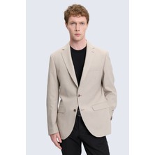 Hatemoğlu Bej Slim Fit Mono Yaka Klasik Ceket
