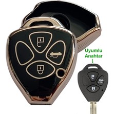 Kasey Toyota Corolla Auris Rav4 Hilux Uyumlu Kumanda Anahtar Kılıfı Oto Anahtarlık 3 Tuşlu Siyah Gold