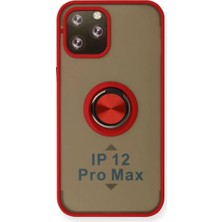 Aydogan's Ayd Iphone 12 Pro Max Kılıf Montreal Yüzüklü Silikon Kapak - Kırmızı