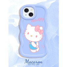 HONTINGA iPhone 15 Plus Uyumlu Kılıf Düşüme Önleyici Basitlik Anti Düşme Kamera Koruyucu Basit Mavi Yumuşak Silikon Couple Telefon Kılıfı Kitty Desen K9-0302