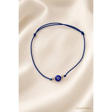 Crystal Atelier Lacivert Nazar Boncuklu Ayarlanabilir Ip Bileklik Unisex