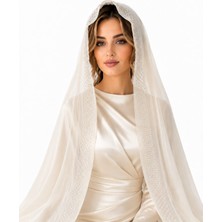 Ceylan Collection Mevlüt Örtüsü - Krem Boncuk Işlemeli Özel Tasarım Şifon Mevlüt Örtüsü 75×150