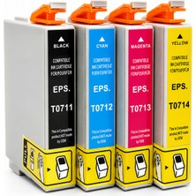 Epson T0711-T0712-EPK-T0713-T0714 Muadil Kartuş Seti Epson Stylus SX115 Yazıcı Uyumlu