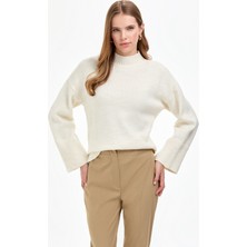 Pierre Cardin Kadın Ekru Comfort Fit Yarım Balıkçı Kazak 50310958-VR019