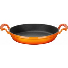 Sync Ticaret Lava Döküm Yuvarlak Sahan Döküm Demir Yekpare Çift Kulplu ÇAP(Ø)20CM. Turuncu