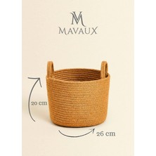 Empressco Çok Amaçlı Jüt Hasır Sepet, 20-26CM, Yan Saplı, Düzenleyici