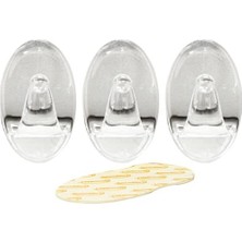 Sync Ticaret Rolson 61318 3pc Transparent Removable Adhesive Hook, Black