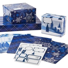 Sync Ticaret Hallmark Düz Noel Sarma Kağıt Çarşaflar Tersinde Kesik Çizgiler ve Hediye Etiketi Mühürleri (12 Katl