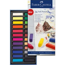 Larskas Faber-Castell Creative Studio Mini Toz Pastel Boya, 24 Renk, Yarım Boy, Yüksek Pigment, Parlak Renkler, Fiksatif Uyumlu, Tebeşir Bazlı Soft Pastel