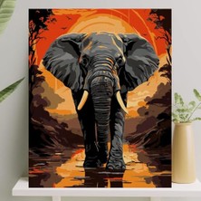 Larskas Sayılarla Boyama Tuval Seti Fırça Boya Dahil (Çıtalı) 40X50 cm - Fil