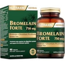 Larskas Nutraxin Bromelain Forte – 750 Mg Bromelain, Yeşil Çay Ekstresi, Krom ve Probiyotik Içeren Tablet – 60 Tablet – Alerjen Içermez
