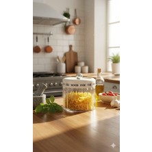 Sync Ticaret 850 ml Akasya Kapakllı Cam Kavanoz Pileli Cam Dokusu Estetik Tasarım Lüks Dokunuş Gümüş Küre Kulp