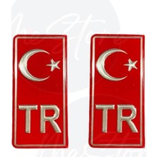 Sync Ticaret Süslen Türkiye Tr Plaka Sticker, Kırmızı, Set Of 2