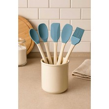Sync Ticaret Ckm Silikon 5li Silikon Spatula Kaşık Fırça Seti Mutfak Gereçleri Set Turkuaz