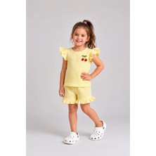 DoaMini Kız Çocuk Kirazlı T-Shirt Şort Takım 3-8 Yaş