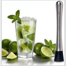 Sync Ticaret Paslanmaz Çelik Mojito Tokmağı Kokteyl Muddler, Siyah Silikon Uçlu, Mojito ve Karışık Içecekler Için
