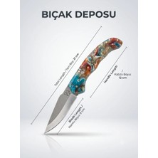 Bıçak Deposu Beyşehir Renkli Kabza Katlanabilir Çakı Kamp ve Doğa Bıçağı Özel Tasarım (21 Cm)