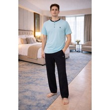 Polo Republica & CO Polo Republica %95 Pamuk Düğmeli Yaka Kısa Kollu Erkek Pijama Takım 3404
