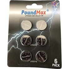 PoundMax Süper Karışık CR2032 CR2025 CR2016 3 V Lityum Düğme Pil (6'lı )
