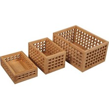 Empressco 3'lü Kare Bölme Desenli Retro Organizer Sepet, Şık ve Fonksiyonel