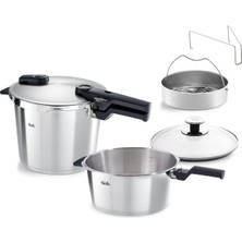 Sync Ticaret Fissler Vitaquick Premium 6+3,5 Litre Düdüklü Tencere + Buharda Pişirme Aparatı