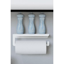 Sync Ticaret Risingmaber Dekoratif Beyaz Metal Baharatlık Raflı Havluluk&havlu Tutucu&kağıt Havluluk MT45B