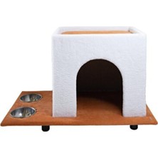 Empressco Geniş ve Konforlu Kedi ve Köpek Evi, Mama, Su ve Catnipli Yatak ile Rahatlık Sağlar